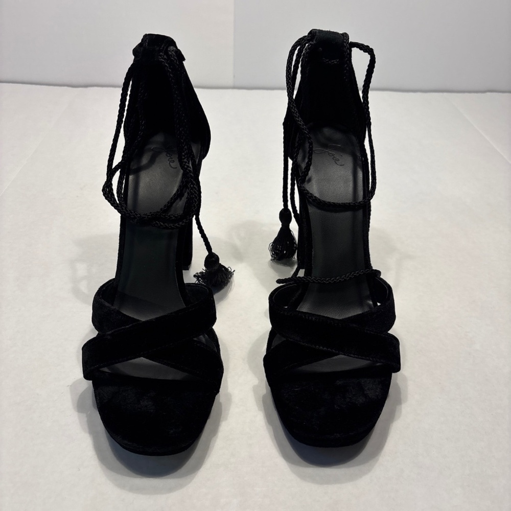 Joie Black Velvet Lace-Up High Heel Sandals